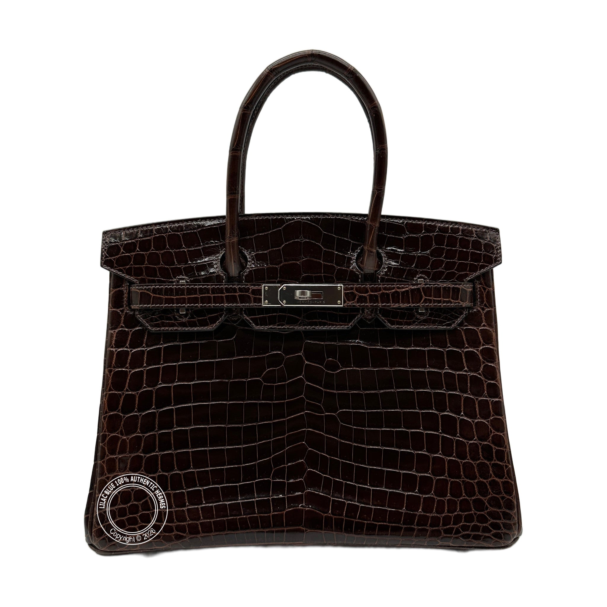Hermès Birkin 30 Havana Shiny Niloticus Palladium Hardware — view 3