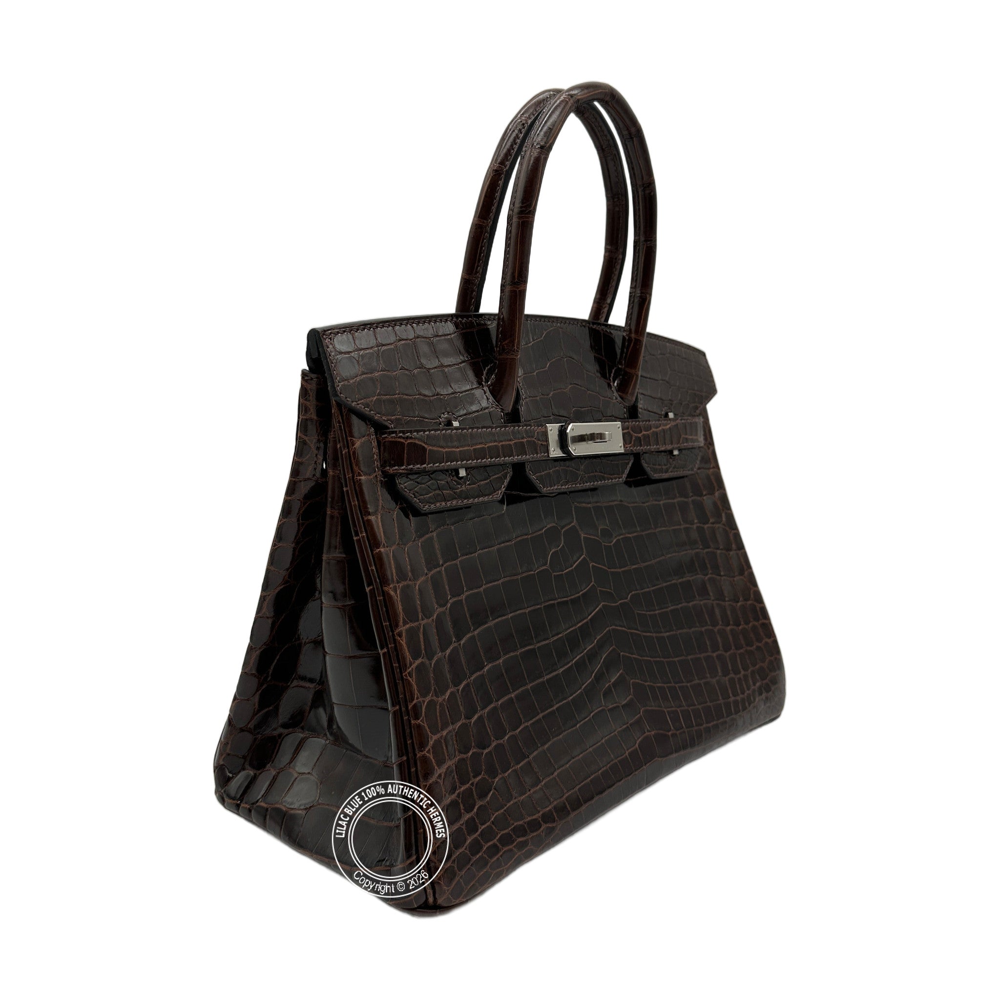 Hermès Birkin 30 Havana Shiny Niloticus Palladium Hardware — view 4
