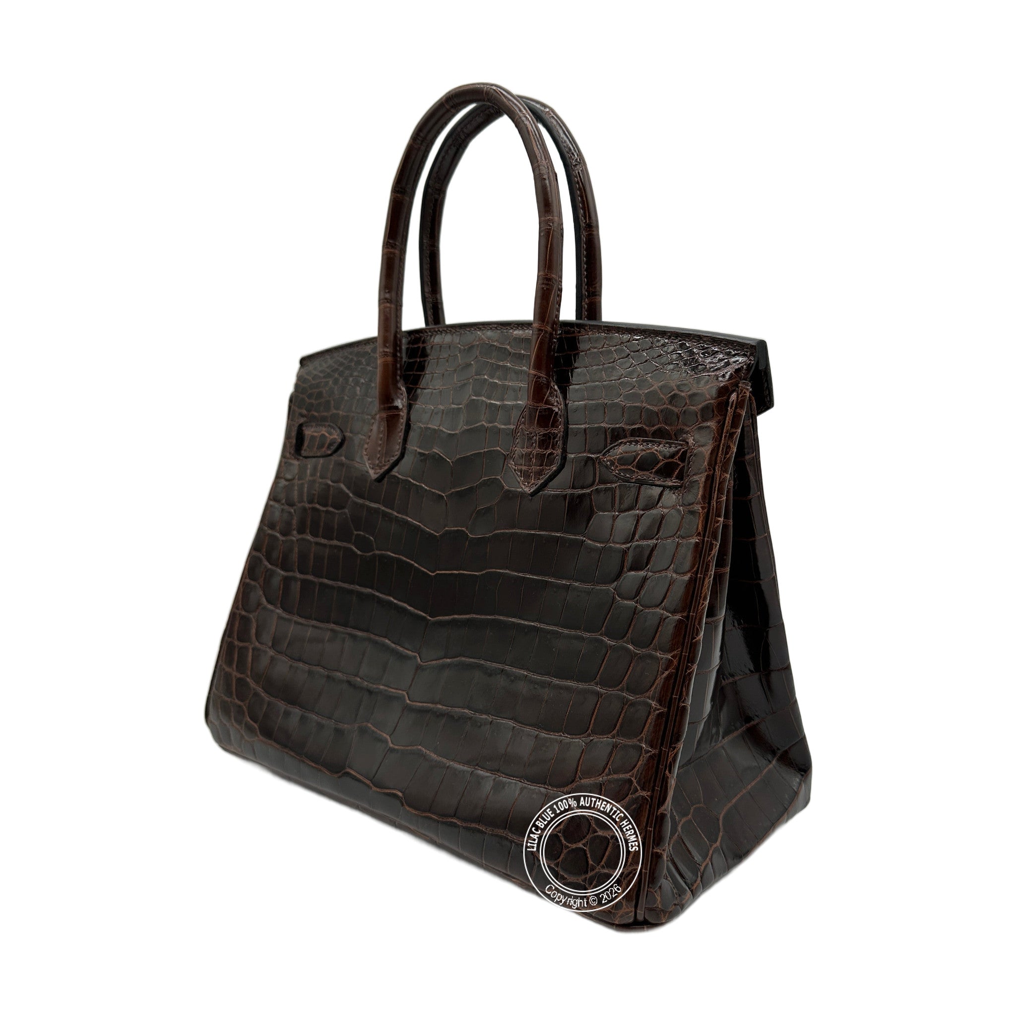 Hermès Birkin 30 Havana Shiny Niloticus Palladium Hardware — view 8
