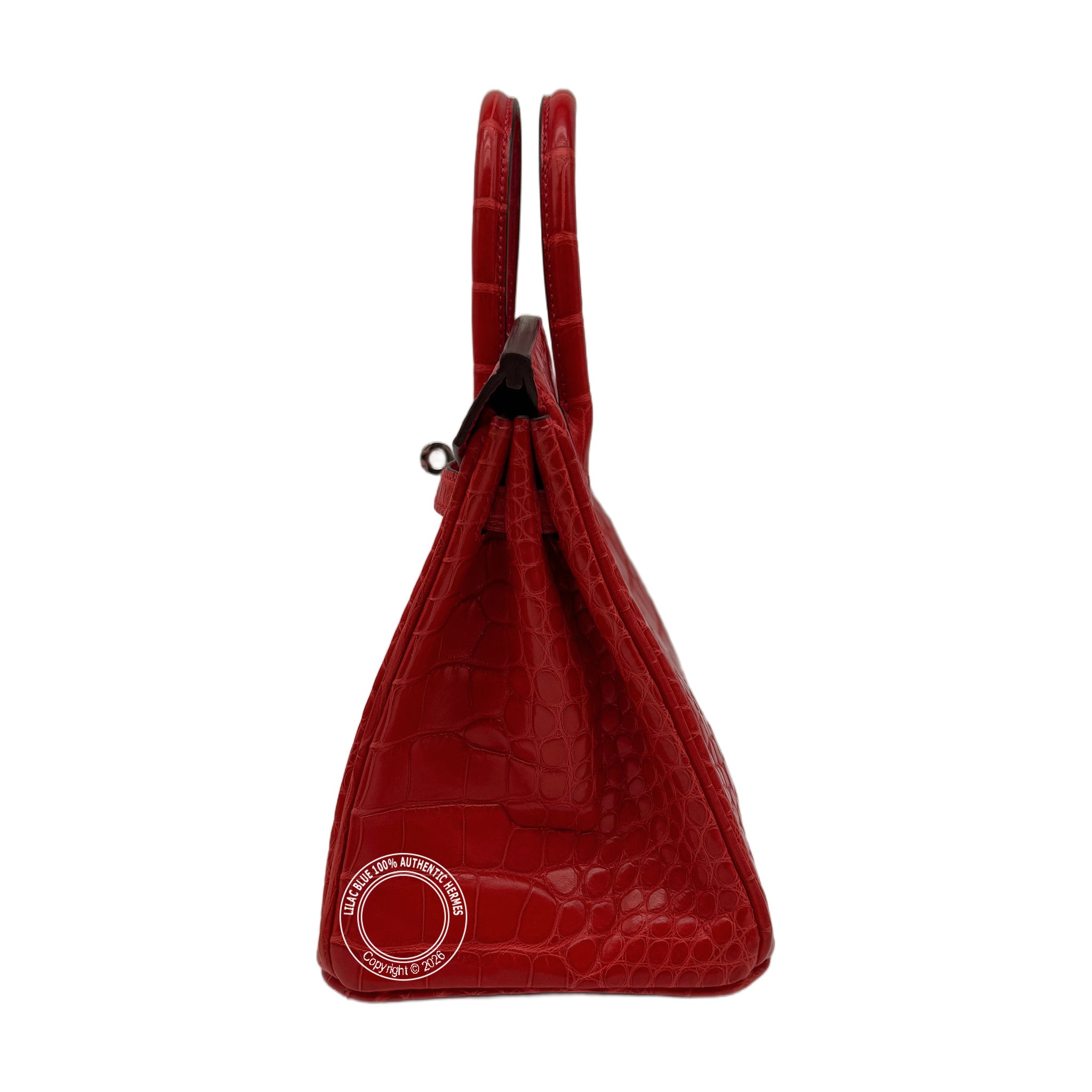 Hermès Birkin 25 Geranium Matte Alligator Palladium Hardware — view 3