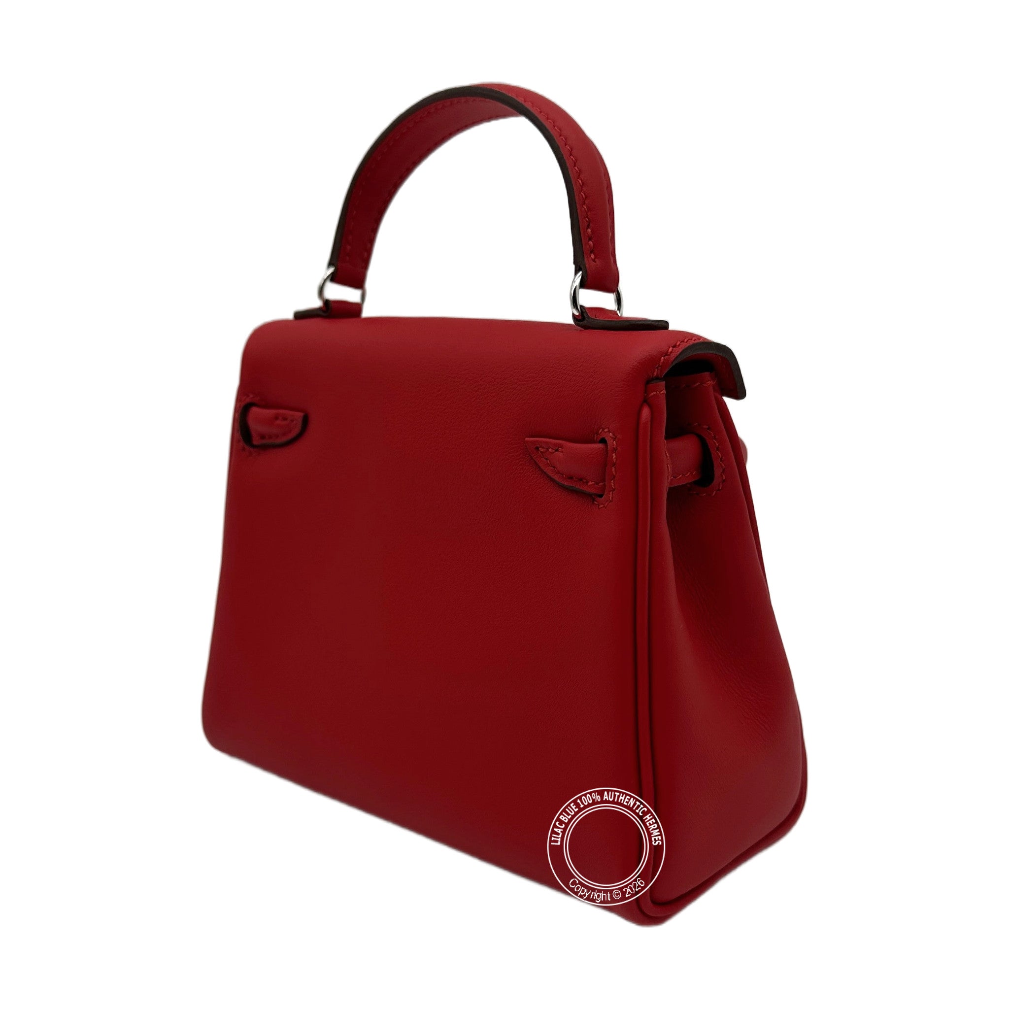 Hermès Kelly Doll Rouge Radieux Swift Palladium Hardware — view 8