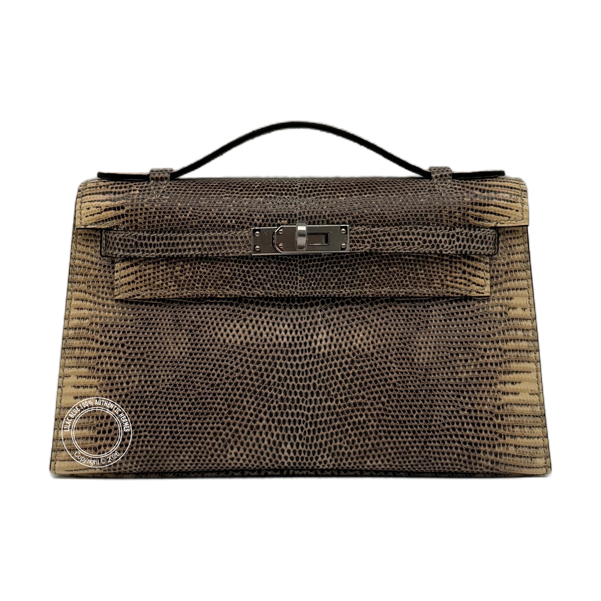 Hermès Kelly Pochette Ombre Lizard Ombre  Palladium Hardware — view 2