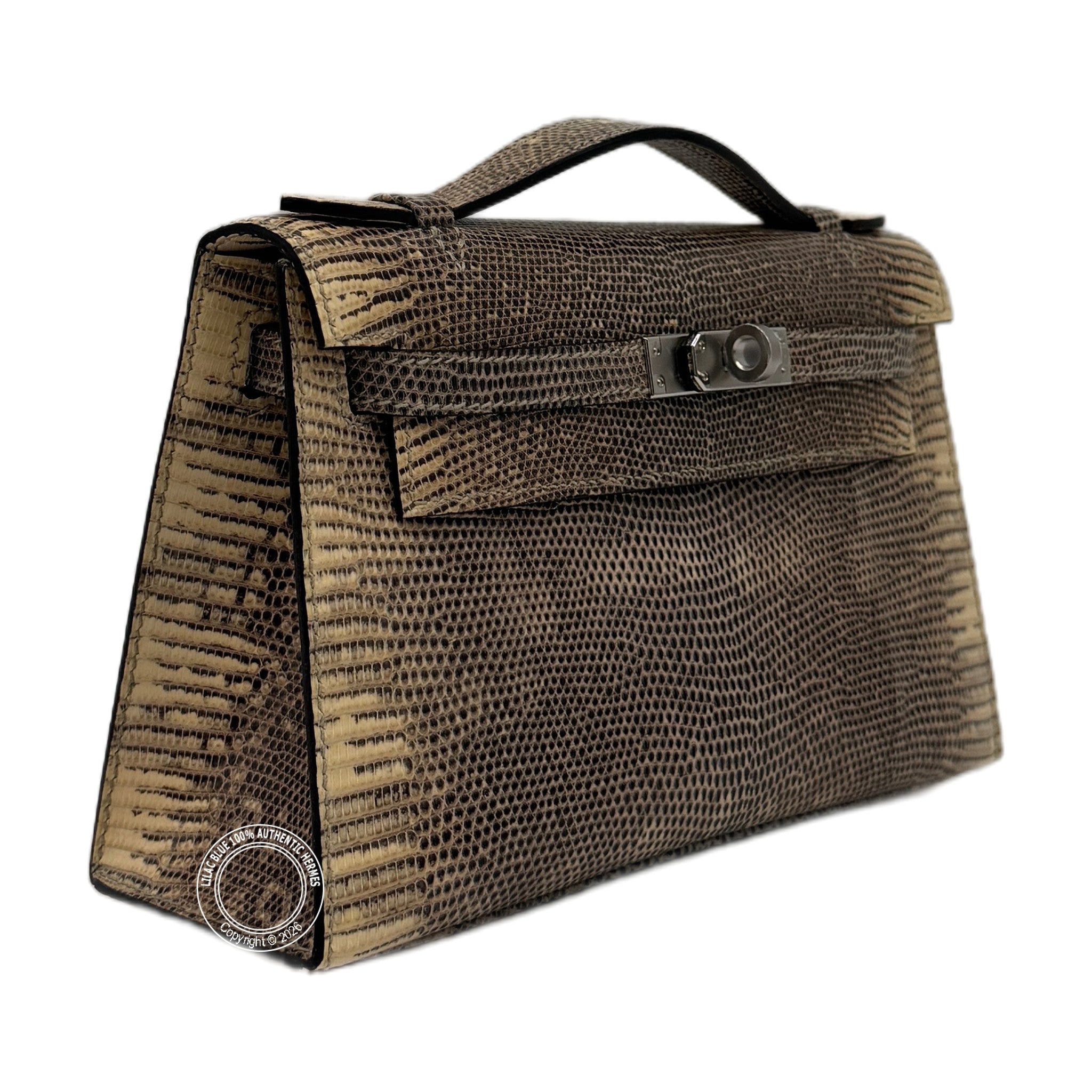 Hermès Kelly Pochette Ombre Lizard Ombre  Palladium Hardware — view 4