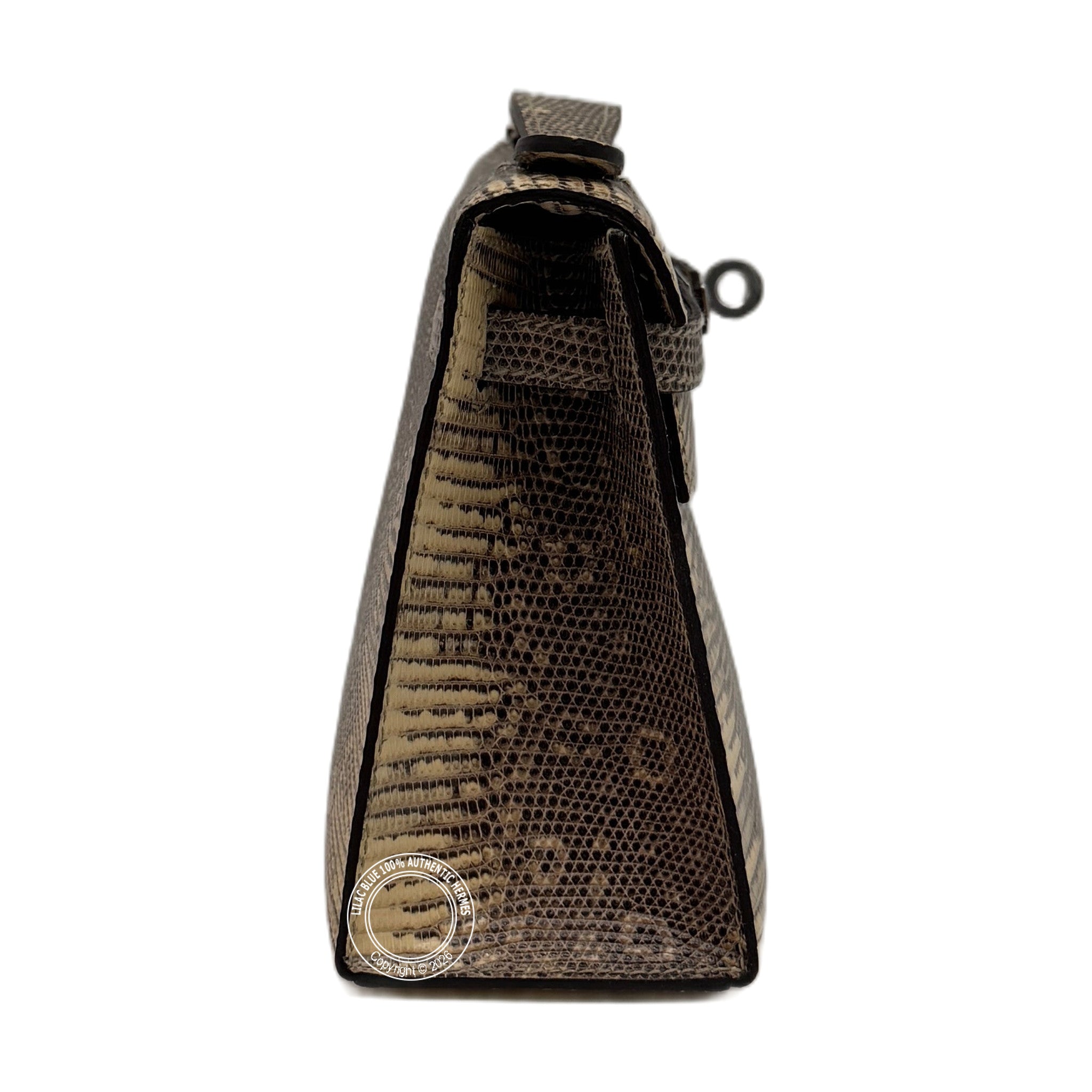 Hermès Kelly Pochette Ombre Lizard Ombre  Palladium Hardware — view 5