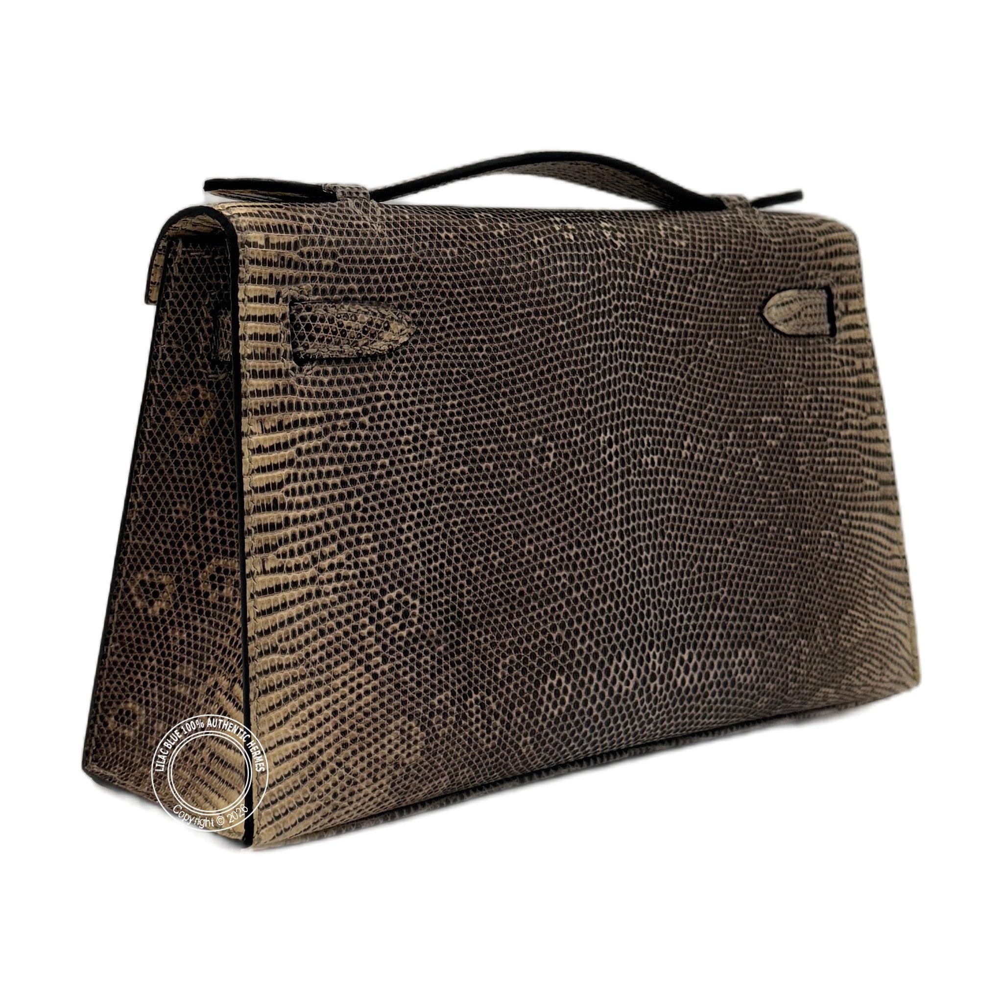 Hermès Kelly Pochette Ombre Lizard Ombre  Palladium Hardware — view 6