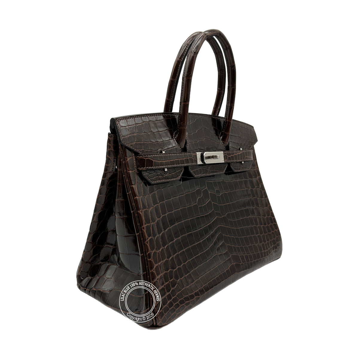 Hermès Birkin 30 Havana Shiny Niloticus Palladium Hardware — view 4