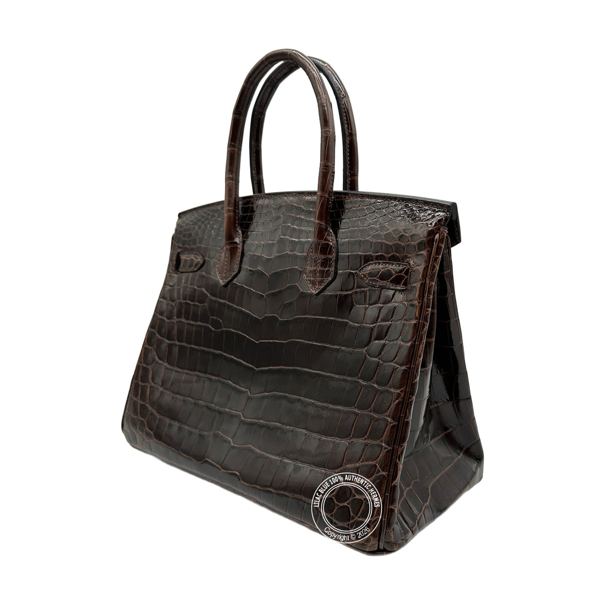Hermès Birkin 30 Havana Shiny Niloticus Palladium Hardware — view 7