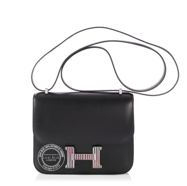 Hermès Constance 18cm Black Optique Veau Monsieur Enamel