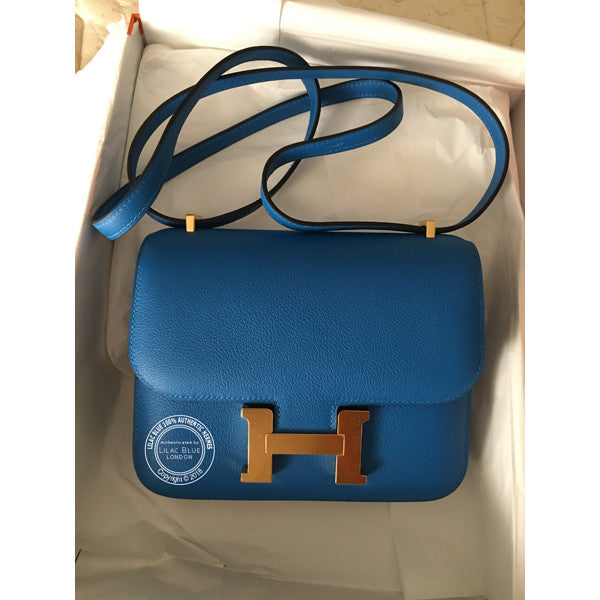 Hermès Constance 18cm Bleu Hydra Evercolor GHW