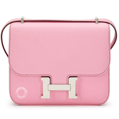 18cm Bubblegum Constance in Epsom leather with palladium hardware