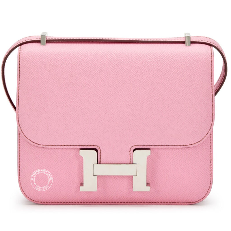 18cm Bubblegum Constance in Epsom leather with palladium hardware