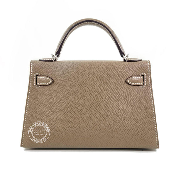 Hermès Kelly 20cm Etoupe Epsom PHW - As New