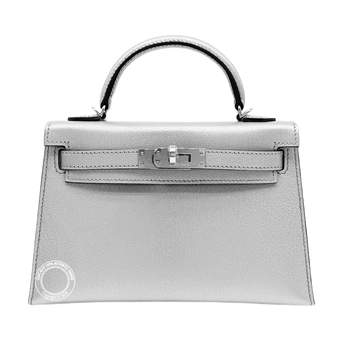 Hermès Kelly 20cm Argent Chevre PHW