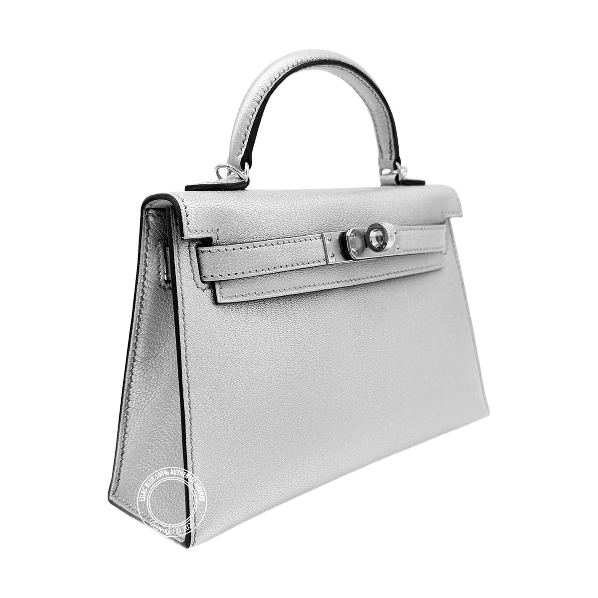 Hermès Kelly 20cm Argent Chevre PHW