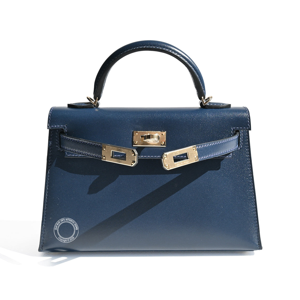Hermès Kelly 20cm Bleu Abysse Box PBHW