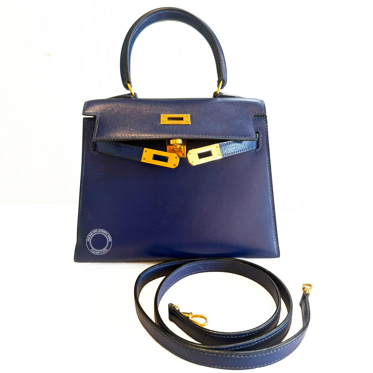 Hermès Kelly 20cm Bleu Saphir Box GHW - Vintage