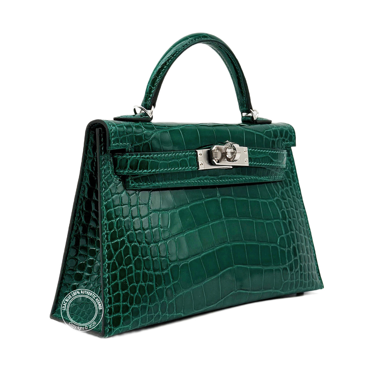 Hermès Kelly 20cm Vert Emeraude Shiny Alligator PHW
