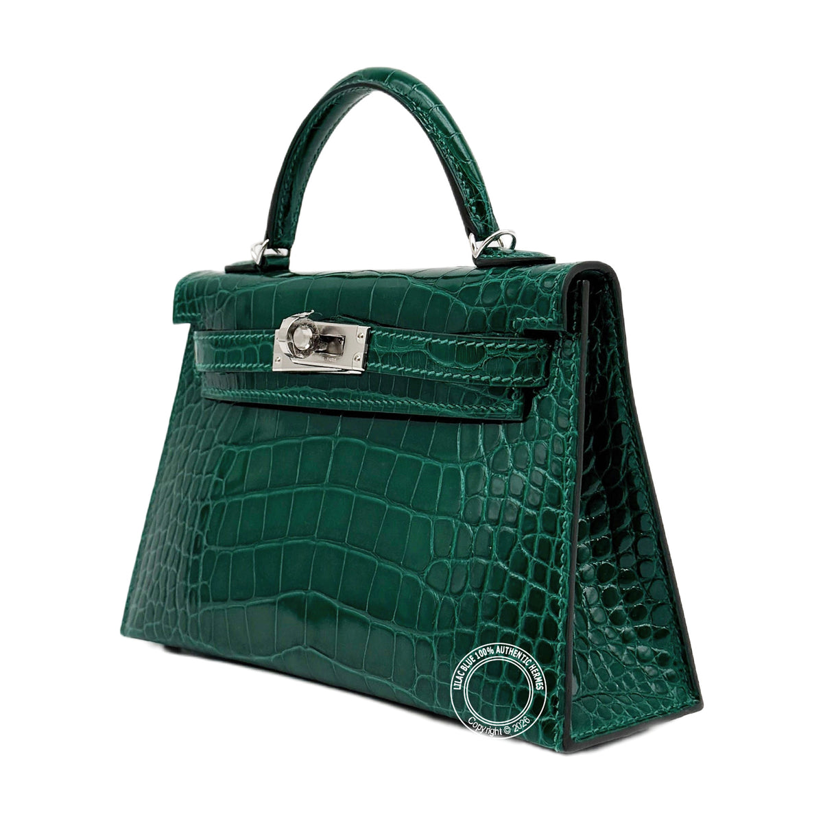 Hermès Kelly 20cm Vert Emeraude Shiny Alligator PHW