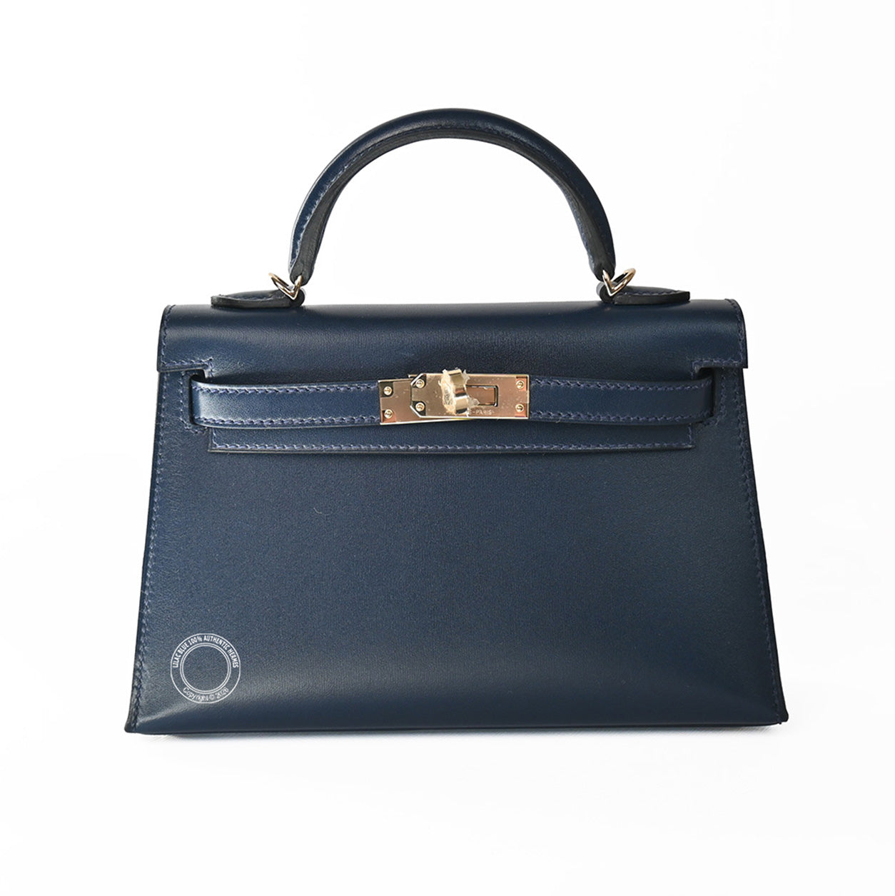 Hermès Kelly 20cm Bleu Abysse Box PBHW