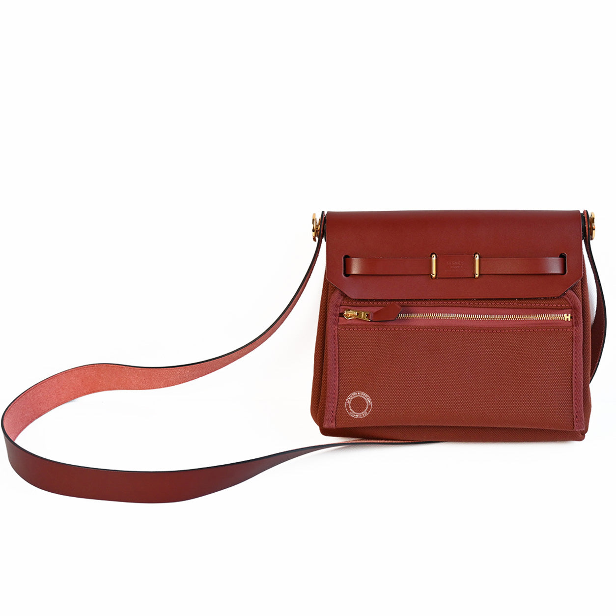 Hermès Herbag 20cm Rouge H Militaire Canvas & Hunter GHW