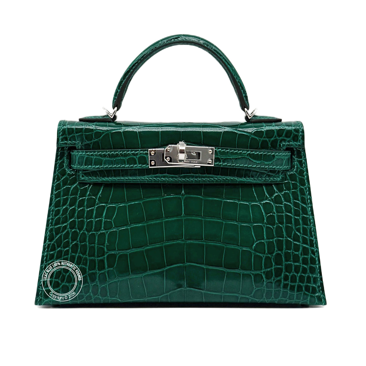 Hermès Kelly 20cm Vert Emeraude Shiny Alligator PHW