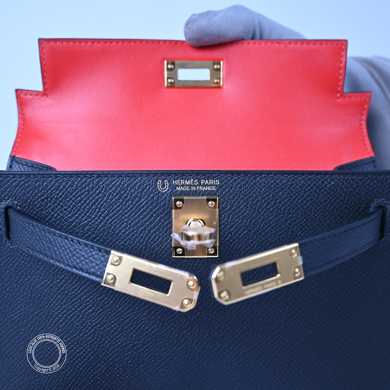 Hermès Kelly 20cm Black/Rouge Casaque HSS Epsom GHW