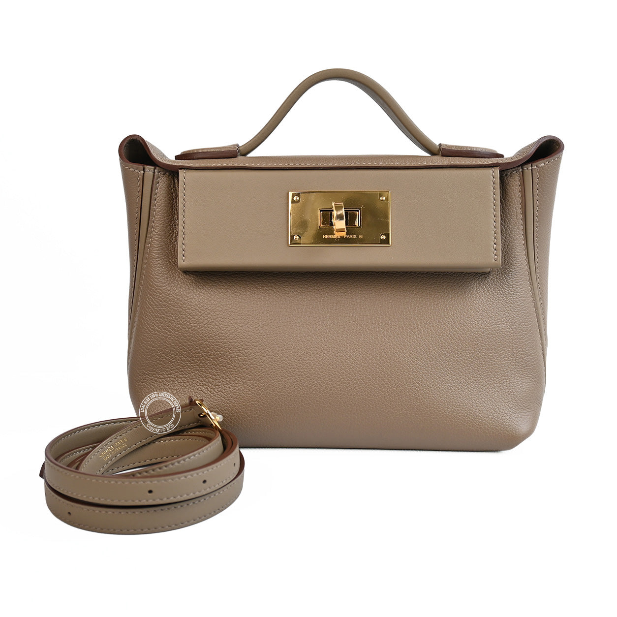 Hermès 24 24 21cm Etoupe Evercolor/Swift GHW