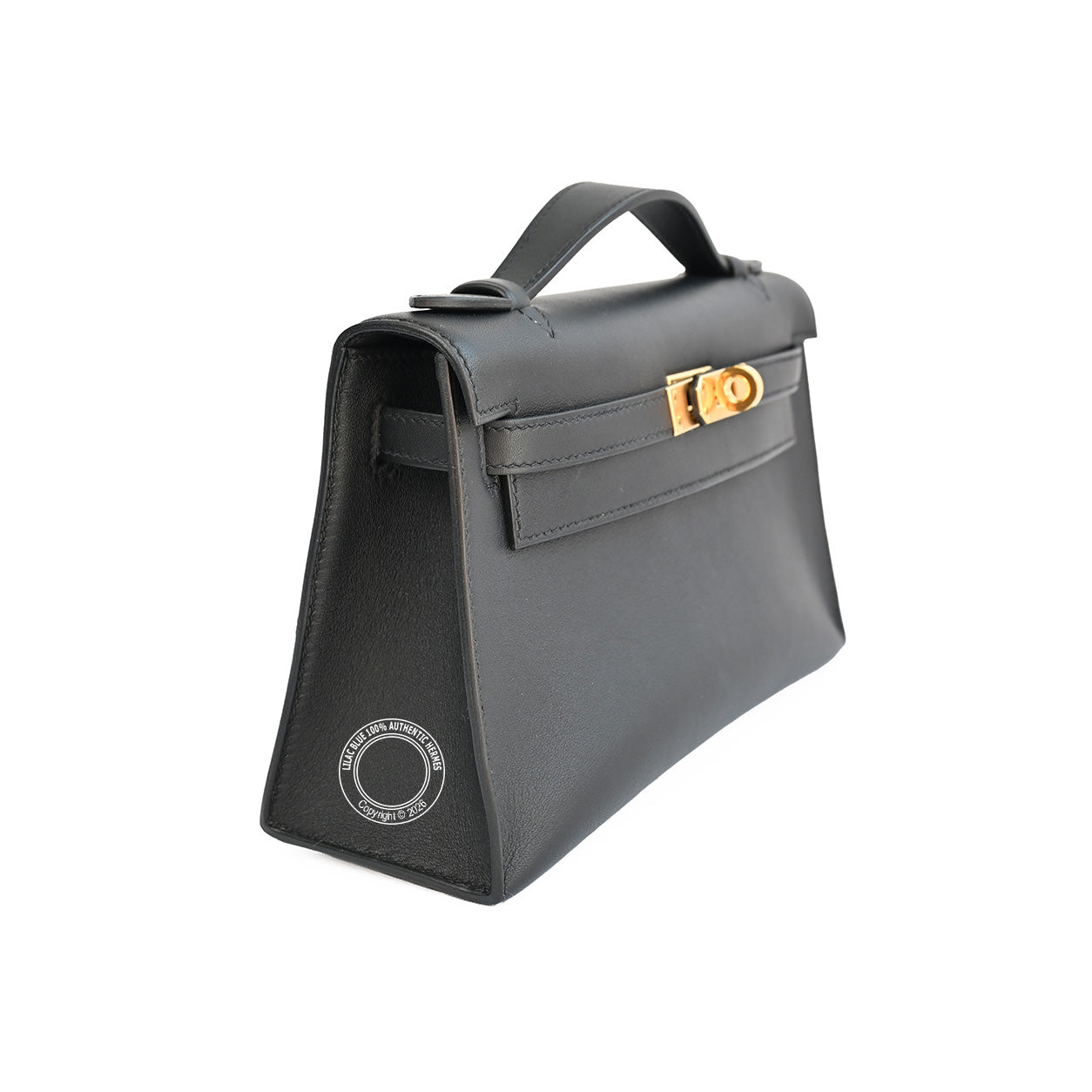 Hermès Kelly 22cm Black Pochette Swift GHW