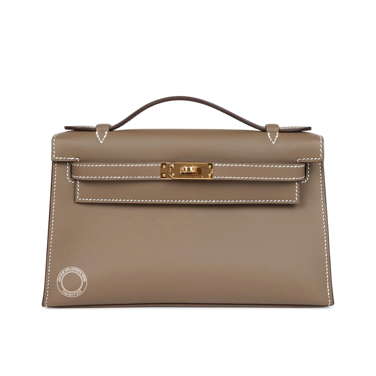 Hermès Kelly 22cm Pochette Etoupe Swift GHW