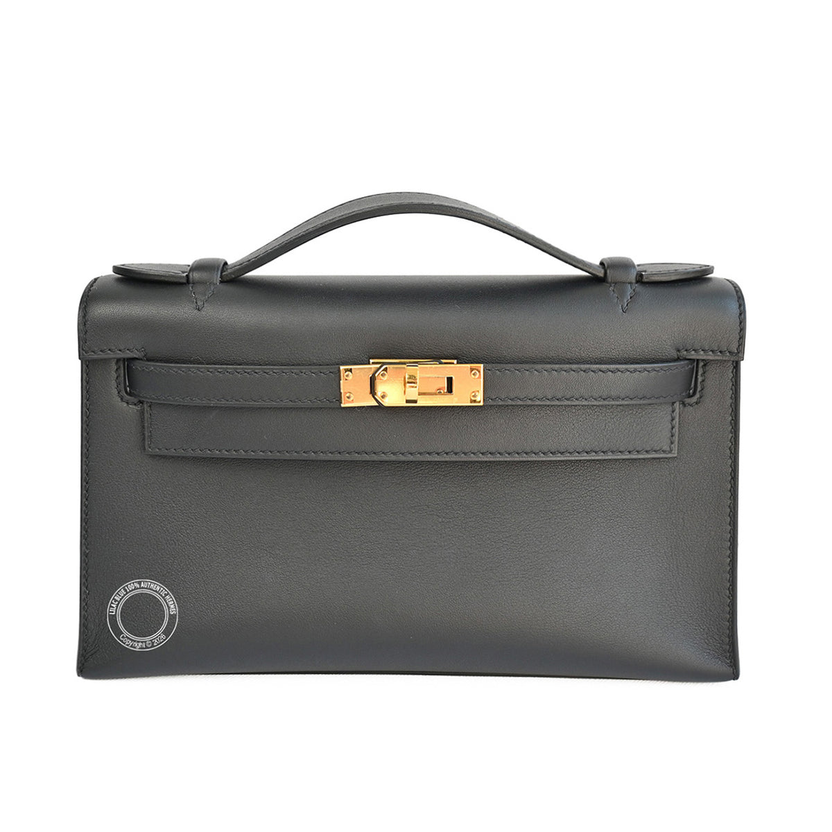 Hermès Kelly 22cm Black Pochette Swift GHW