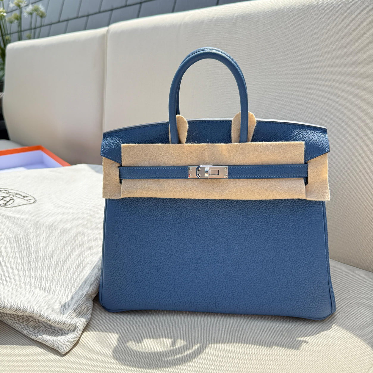 Hermes Birkin 25cm Bleu Tie Togo PHW