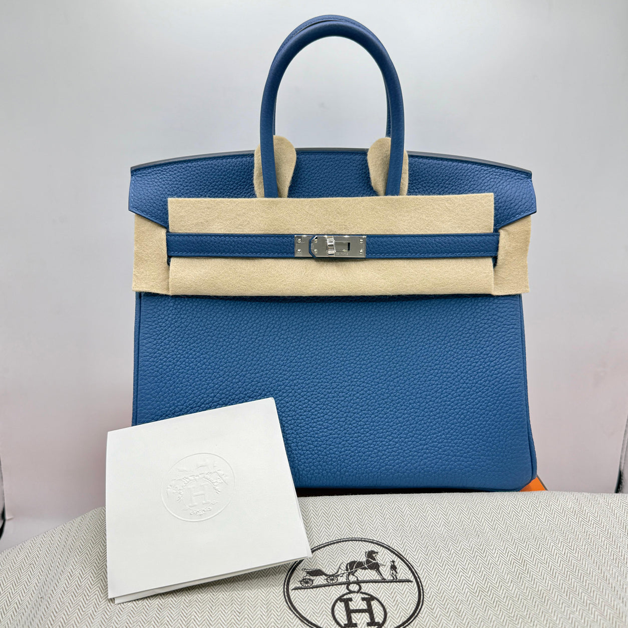 Hermes Birkin 25cm Bleu Tie Togo PHW