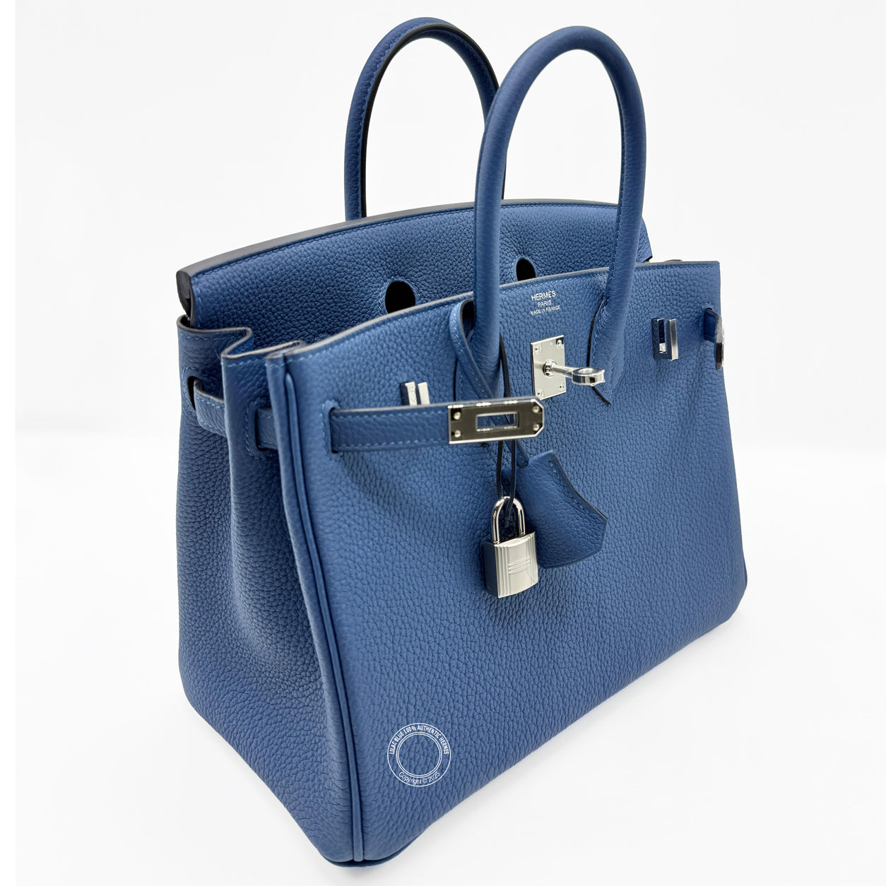 Hermes Birkin 25cm Bleu Tie Togo PHW
