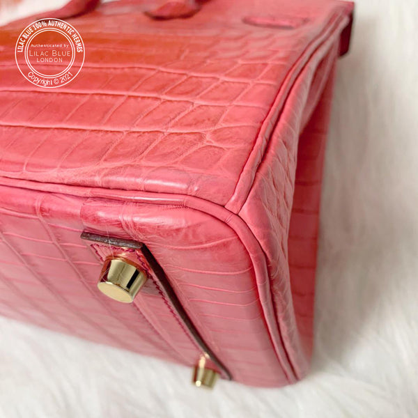 Hermès Birkin 25cm Bougainvillea Matte Croc GHW