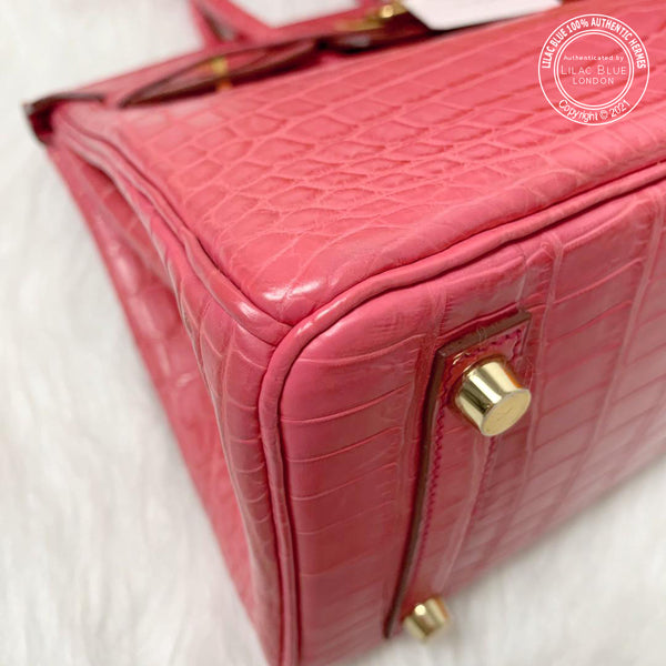Hermès Birkin 25cm Bougainvillea Matte Croc GHW