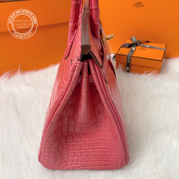 Hermès Birkin 25cm Bougainvillea Matte Croc GHW