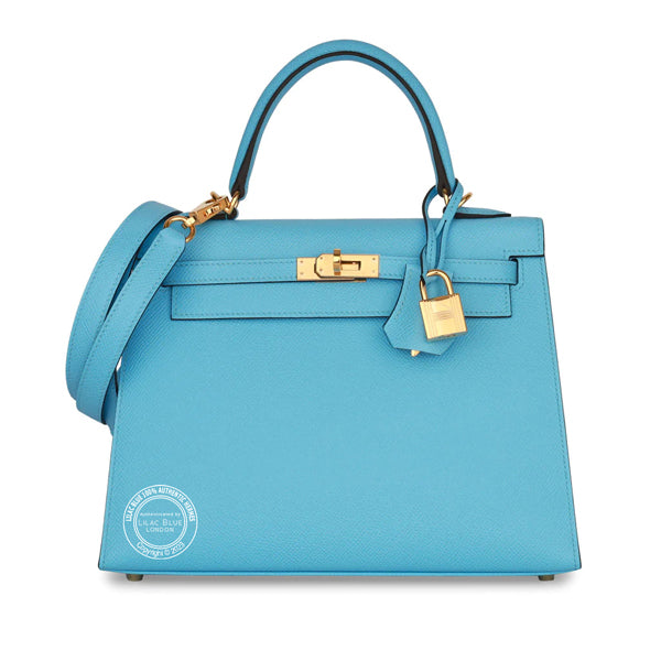 Hermès Kelly 25cm Celeste Epsom GHW