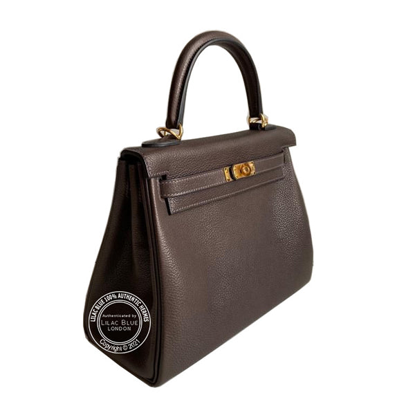 Hermès Kelly 25cm Ebene Barenia GHW