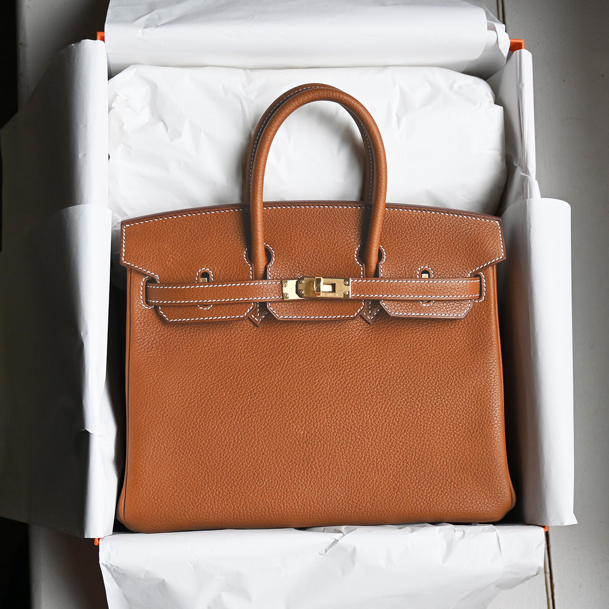 Hermes Birkin 25cm Fauve Barenia GHW