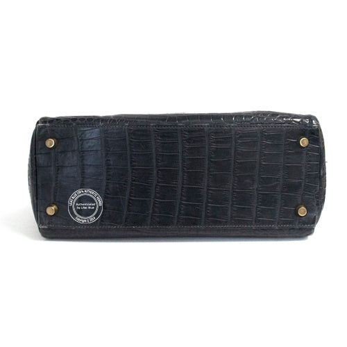 Hermès Kelly 28cm Navy Matte Croc GHW - Preloved