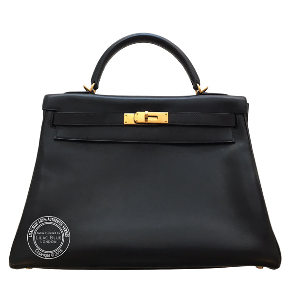 Hermès Kelly 28cm Black Box GHW - Preloved