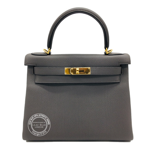 Hermès Kelly 28cm Etain Togo GHW