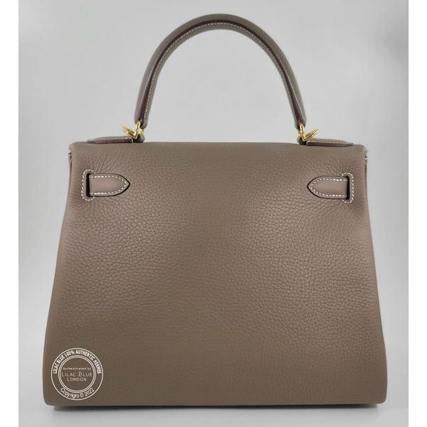 Hermès Kelly 28cm Etoupe Clemence GHW