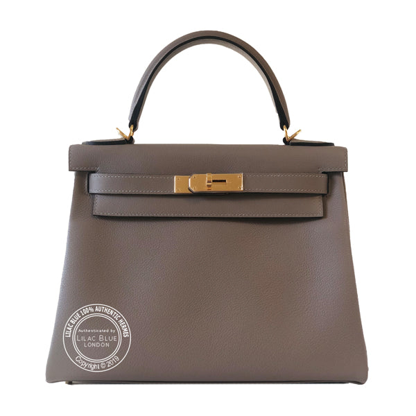 Hermès Kelly 28cm Gris Asphalte Evercolor GHW