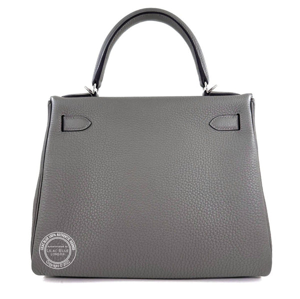 Hermes Kelly 28cm Gris Meyer Togo PHW