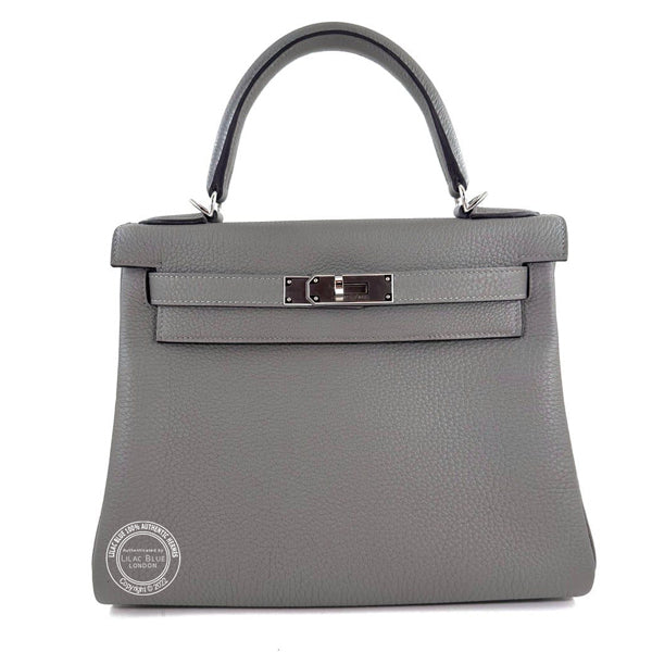 Hermes Kelly 28cm Gris Meyer Togo PHW