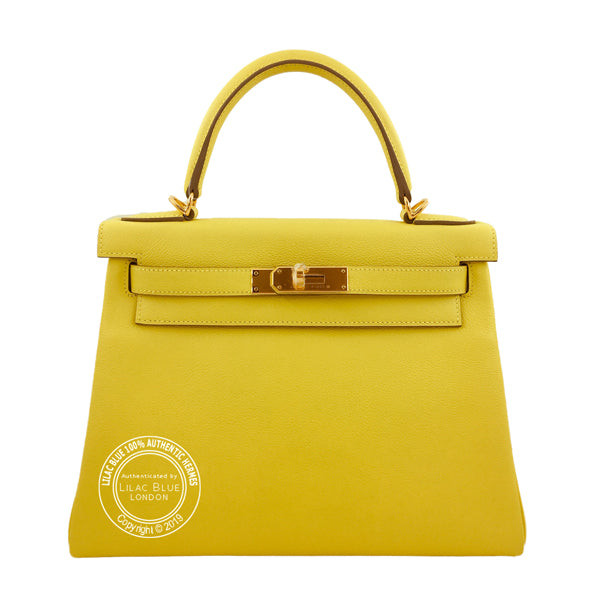 Hermès Kelly 28cm Lime Evercolor GHW