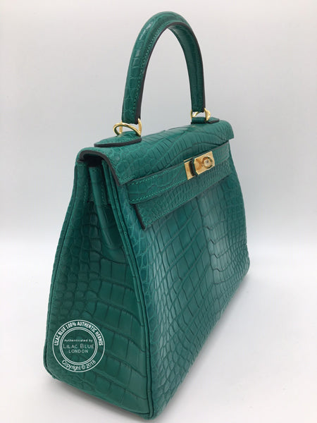 Hermès Kelly 28cm Malachite Alligator GHW