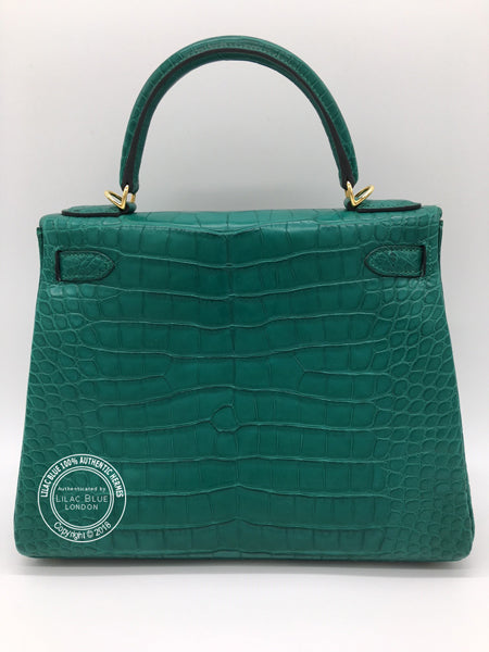 Hermès Kelly 28cm Malachite Alligator GHW