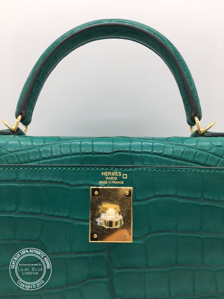 Hermès Kelly 28cm Malachite Alligator GHW